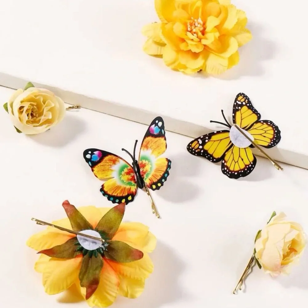 Y2K Coquette Fairycore Cottagecore Butterfly Floral 6 piece Hair Clips